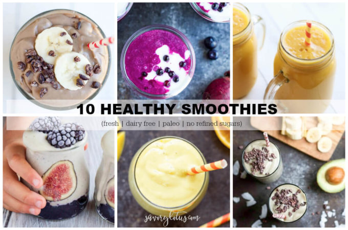 10 Healthy Smoothies (dairy free, paleo, no refined sugars) | www.savorylotus.com