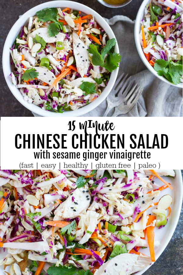 Chinese Chicken Salad in white bowl