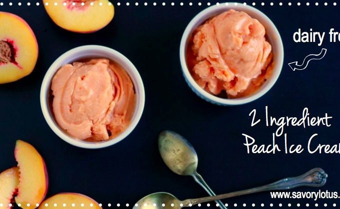 2 Ingredient Peach Ice Cream (dairy free, paleo) savorylotus.com