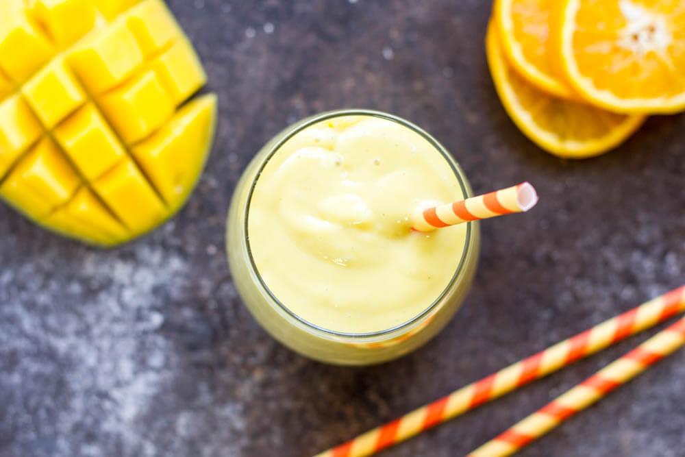 Creamy Mango Orange Smoothie (dairy free) \\ www.savorylotus.com