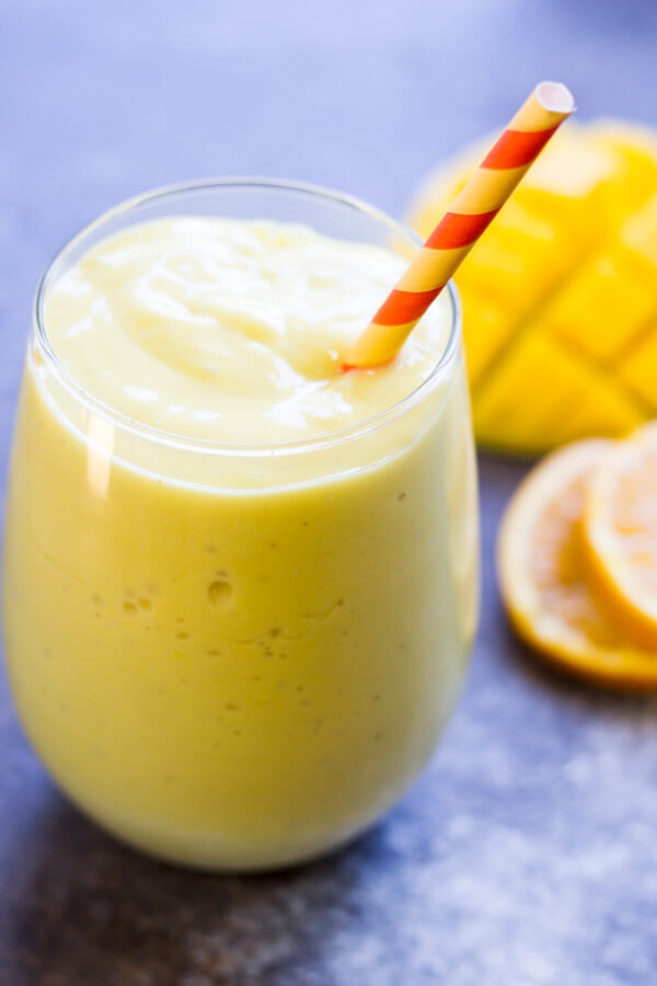 Creamy Mango Orange Smoothie (dairy free) - www.savorylotus.com