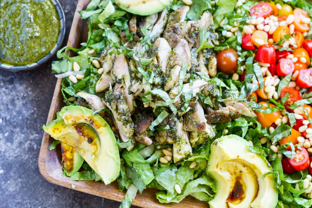 salad on wooden tray