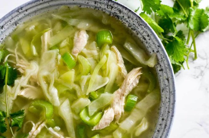 Detox Cabbage Soup - cabbage, celery, bone broth, chicken, ginger, garlic