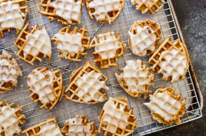 Mini Apple Fritter Waffles (gluten free and paleo) | www.savorylotus.com