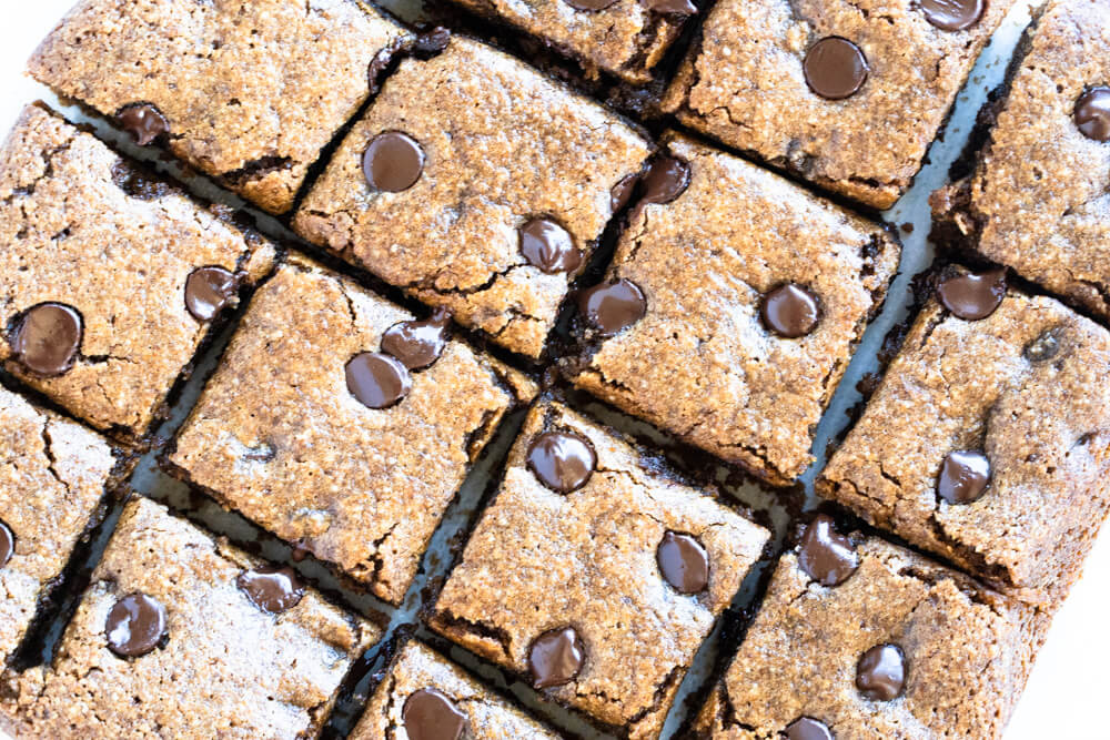 chocolate chip pumpkin bars cut into squares