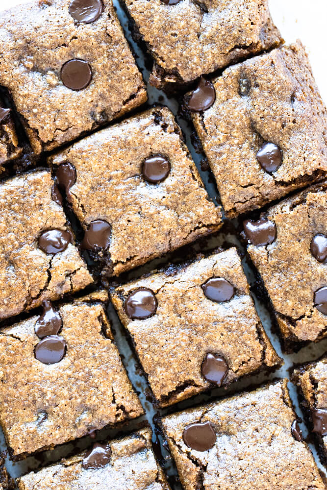 chocolate chip pumpkin bars cut up