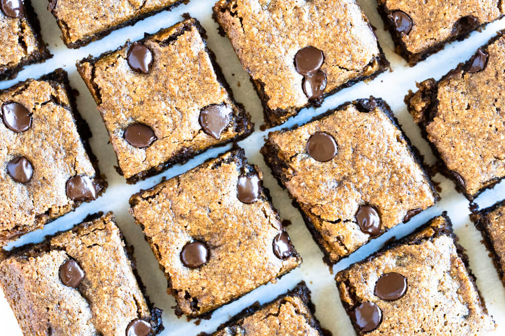 chocolate chip pumpkin bars cut into squares