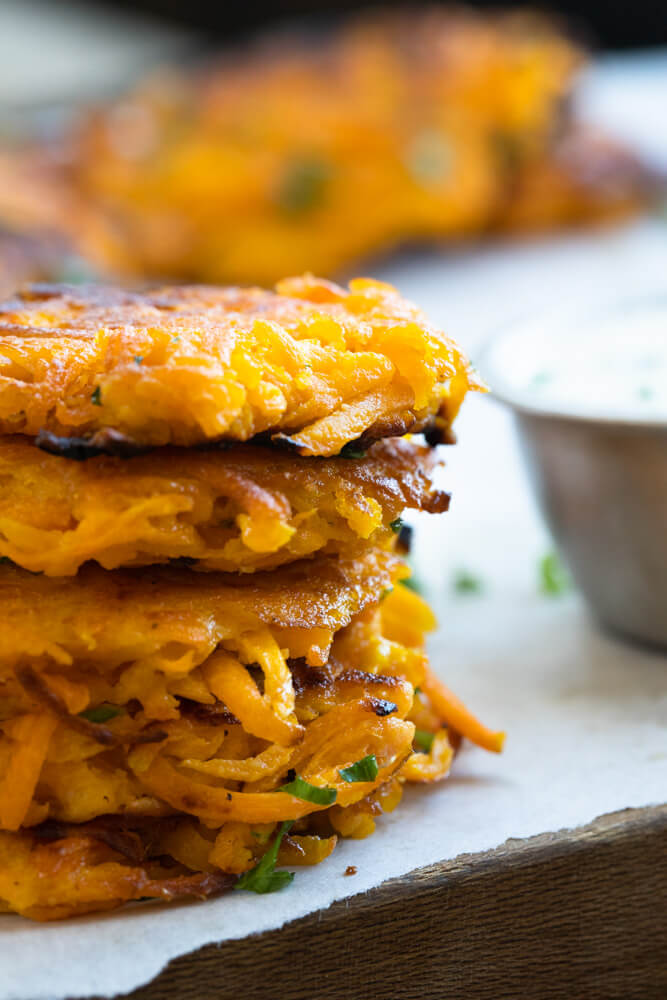 stack of butternut squash fritters