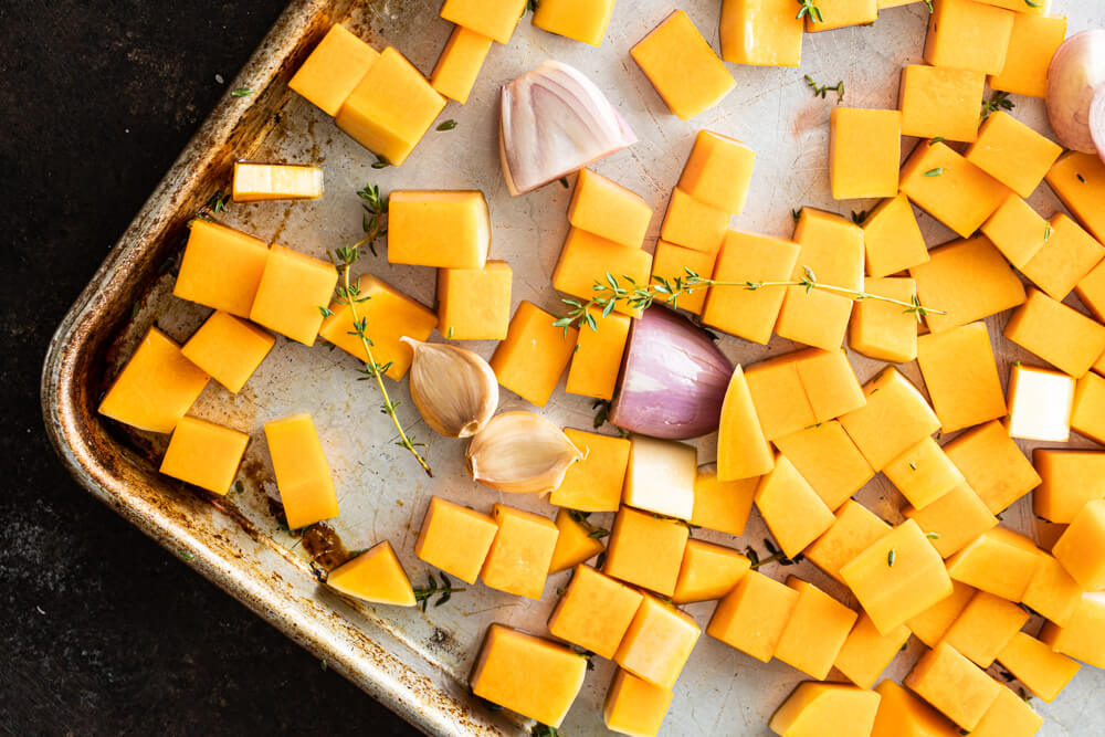 vegetables on silver pan