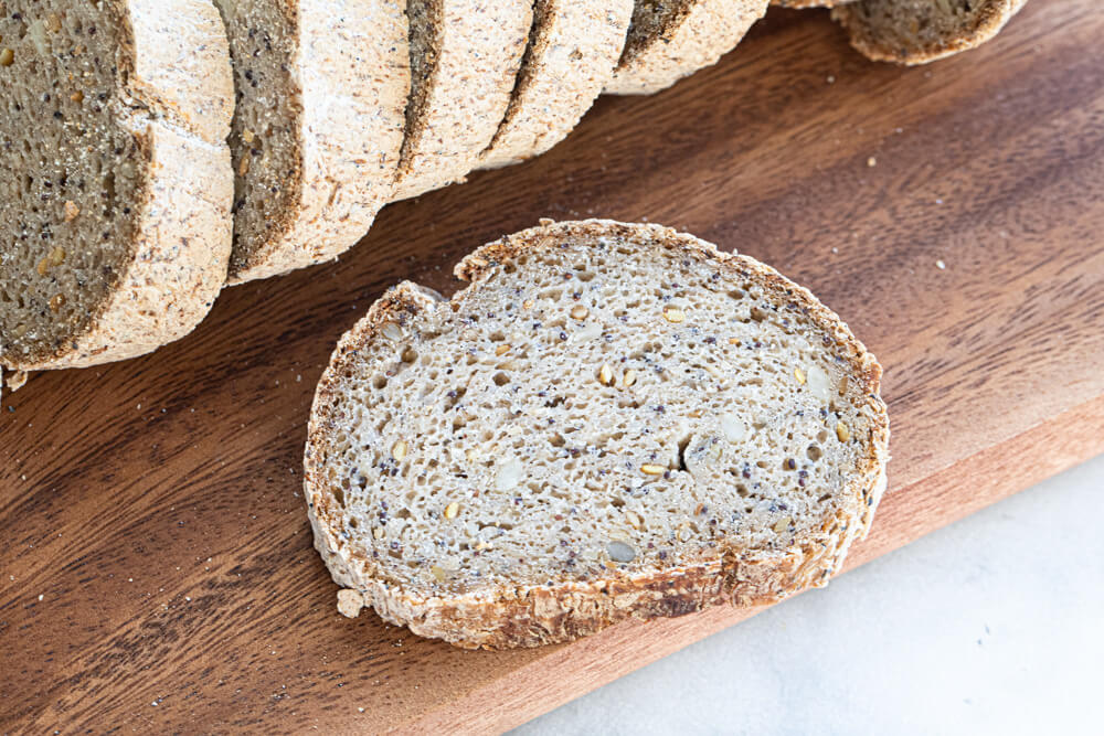 close up of slice of gluten free bread