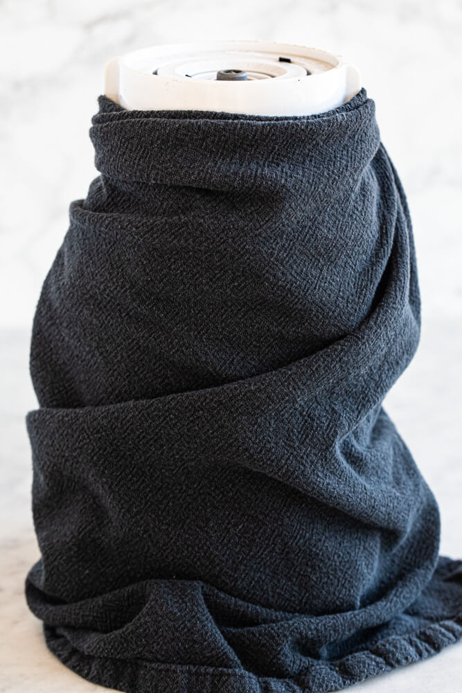 black towel around glass jar