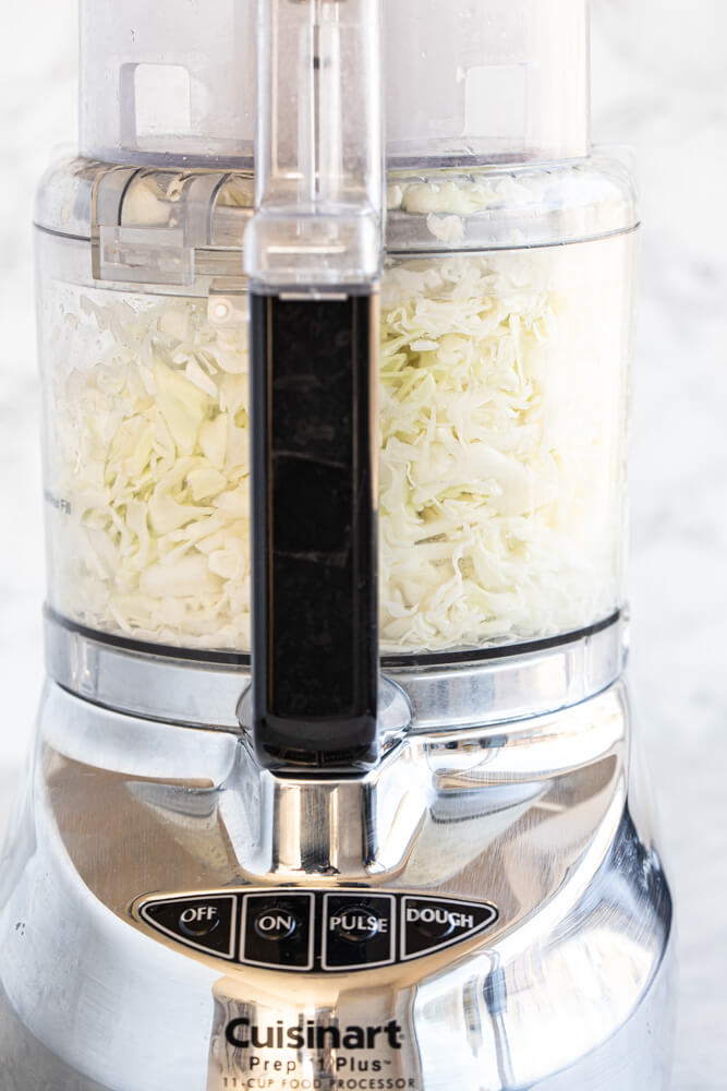 shredded cabbage in food processor