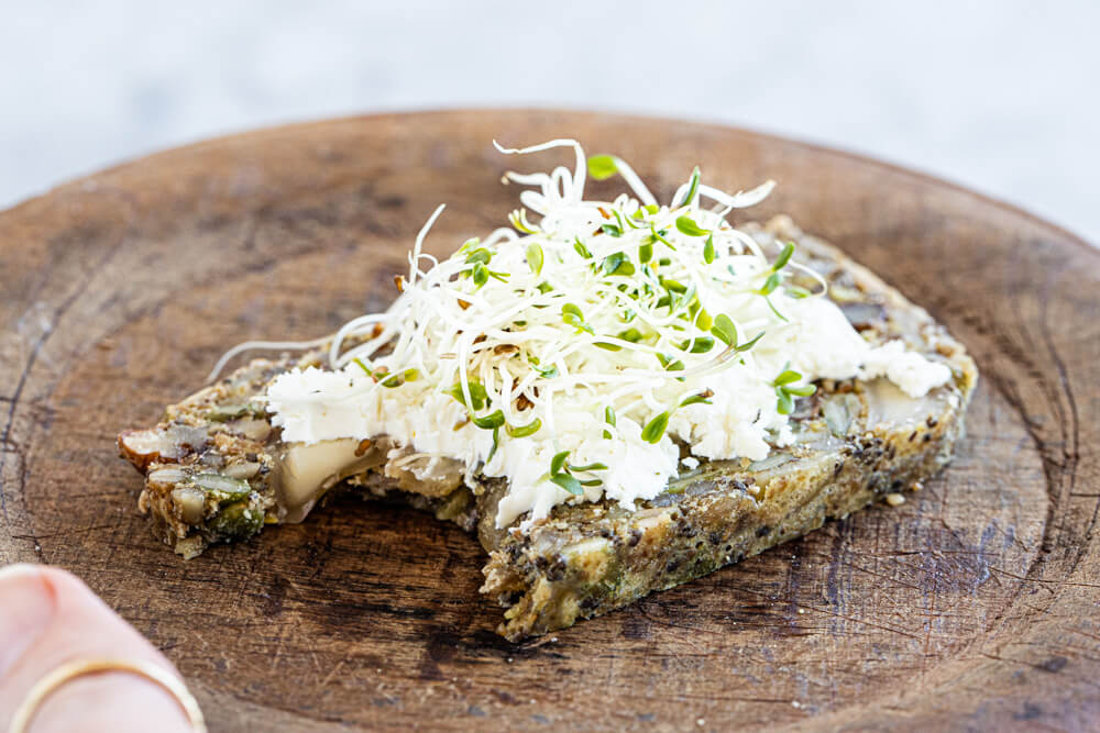 goat cheese and sprouts open-faced sandwich