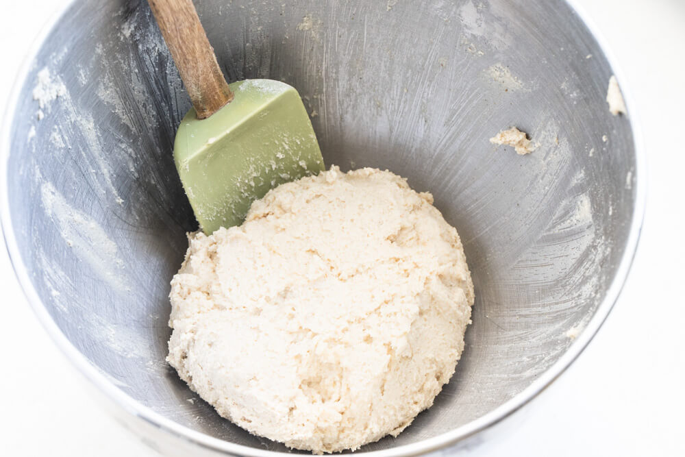 dough in silver bowl