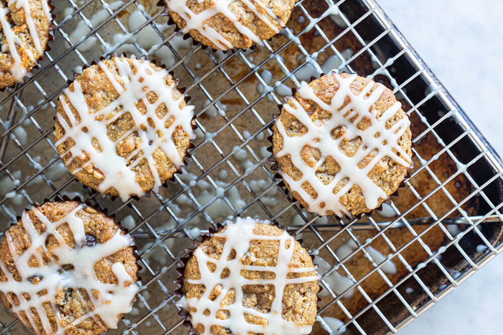 muffins with white glaze