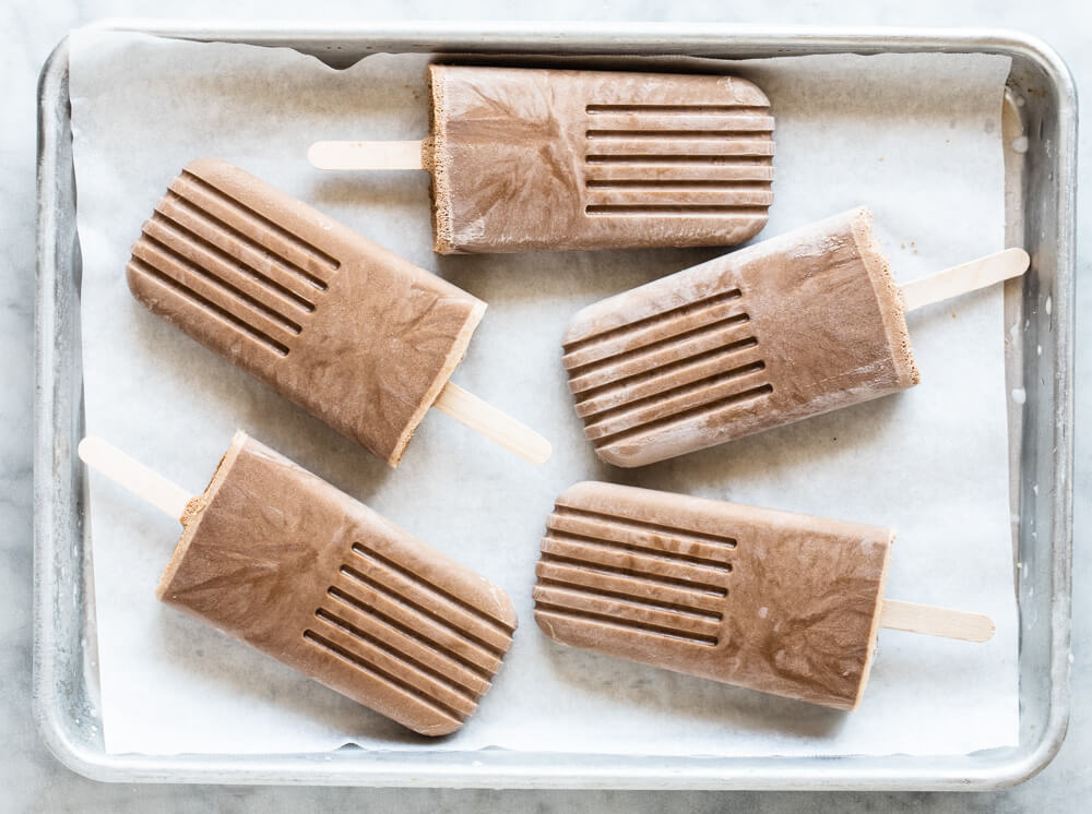 metal tray with five popsicles