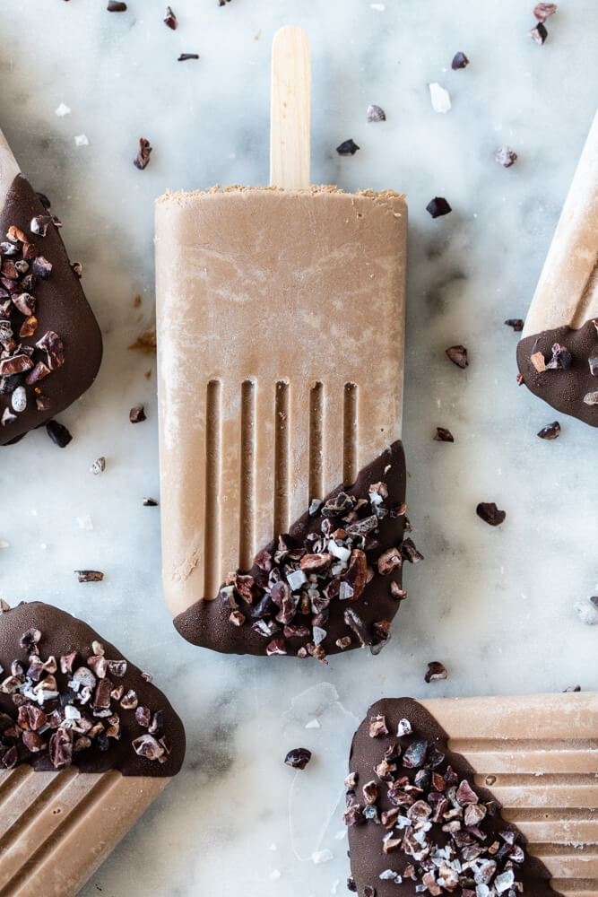close up of chocolate popsicle