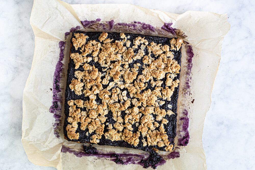 top view of blueberry bars