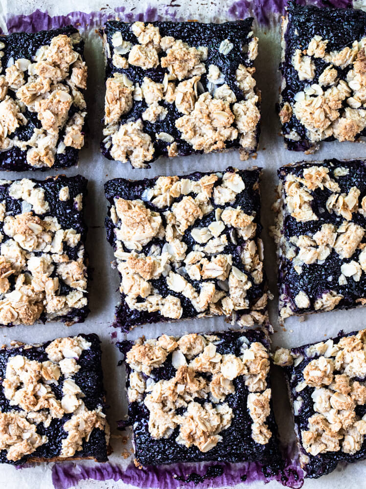 blueberry bars cut into squares
