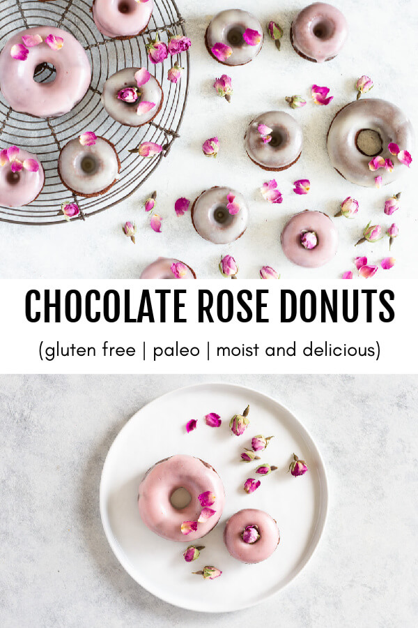 small and large Chocolate Rose Donuts on white plate