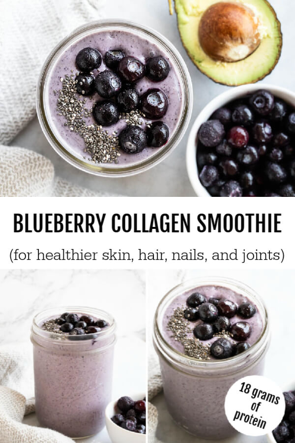Blueberry Collagen Smoothie in glass jar