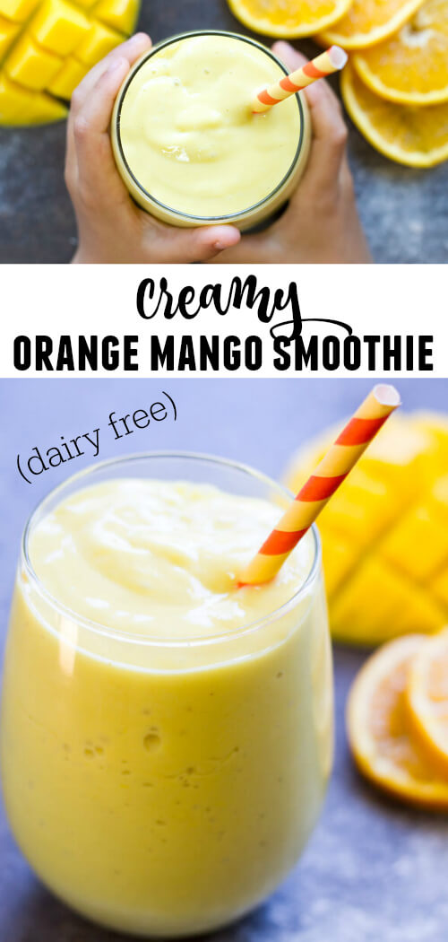 Creamy Mango Orange Smoothie (dairy free) | www.savorylotus.com