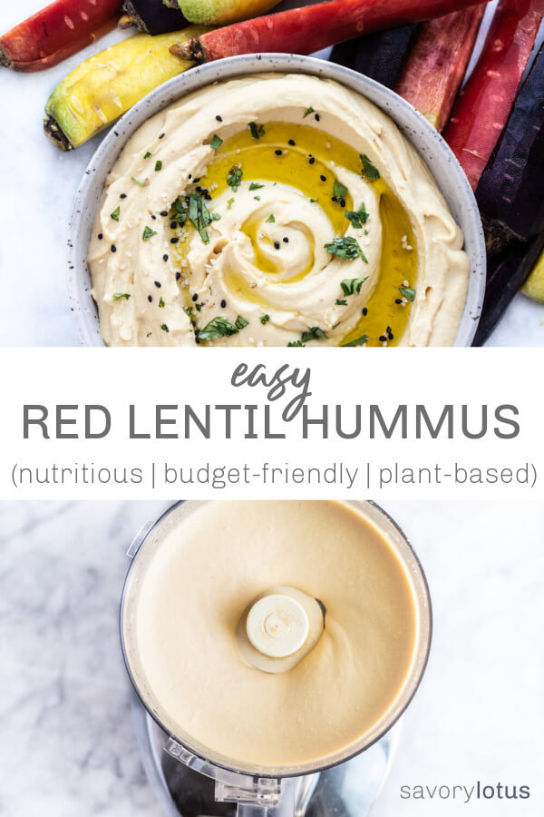 red lentil hummus with carrots