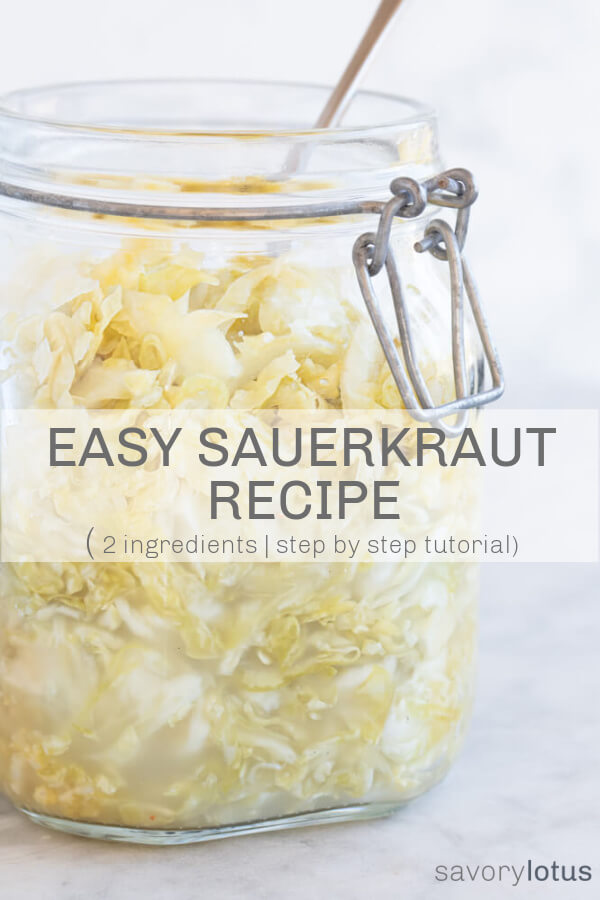 glass jar full of fresh sauerkraut