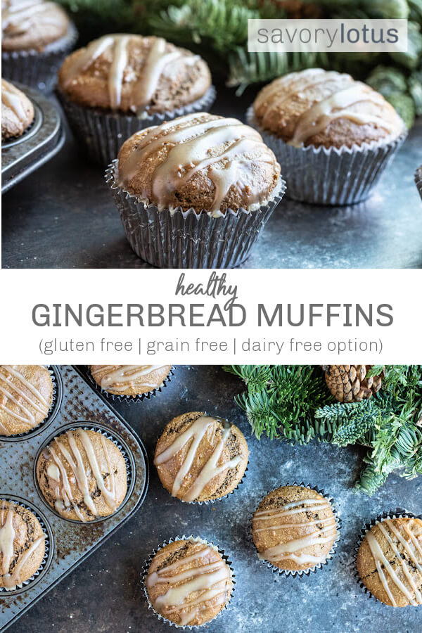 gingerbread muffins with white drizzle on top