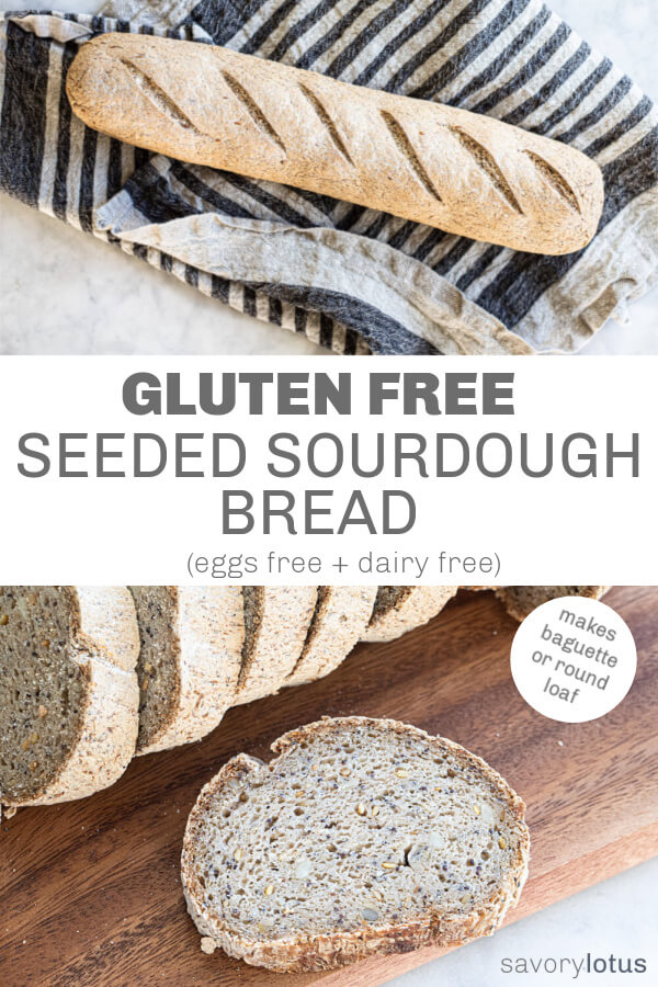 gluten free seeded sourdough on a towel