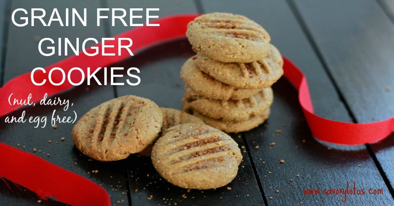 Grain Free Ginger Cookies (nut, dairy, and egg free) - savorylotus