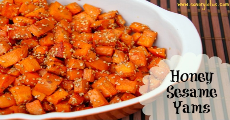 Honey Sesame Yams savorylotus.com