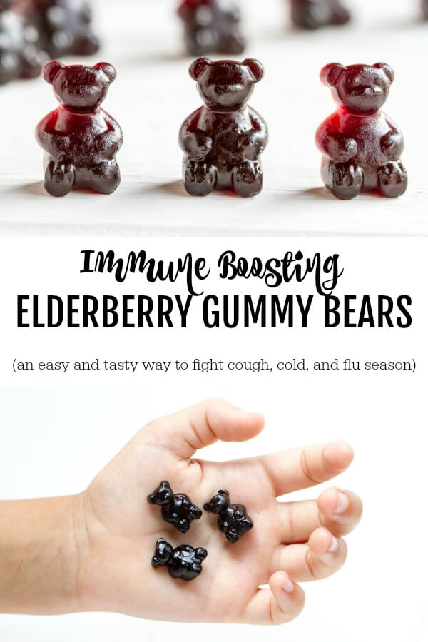 Immune Boosting Elderberry Gummy Bears in a hand