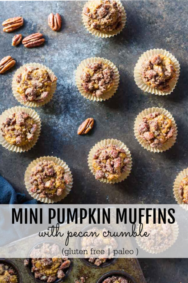 Mini Pumpkin Muffins with pecans next to them