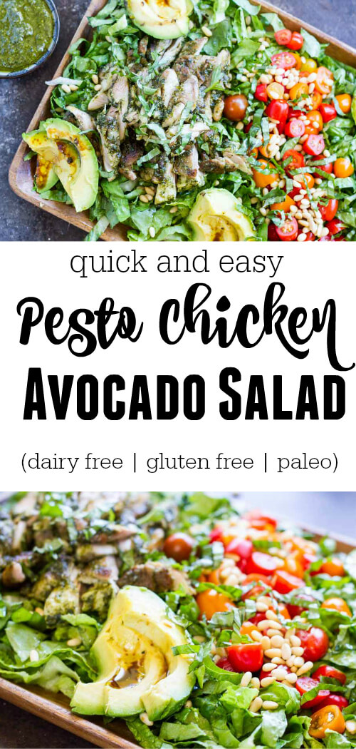 Pesto Chicken Avocado Salad - www.savorylotus.com
