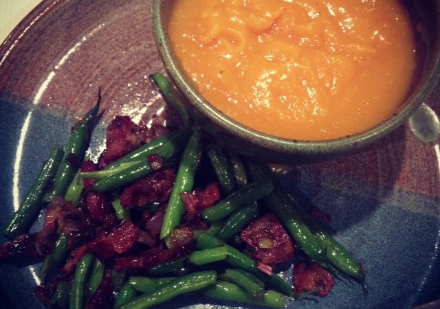 Pumpkin Soup with Green Beans and Bacon (Gluten/grain free, Paleo/GAPS )