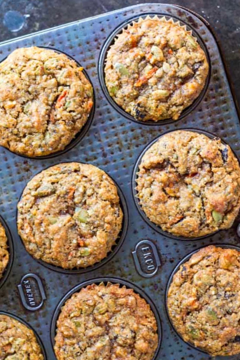 4 breakfast muffins in a muffin tin