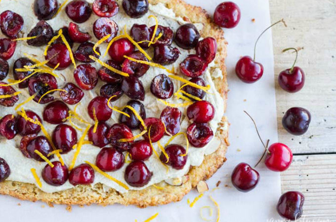 Simple Cherry Tart (gluten free) | www.savorylotus.com