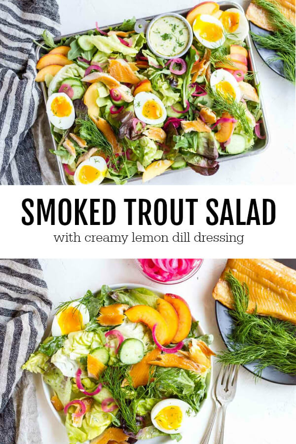 metal tray with Smoked Trout Salad 
