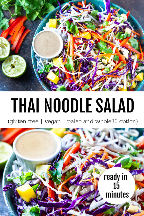 Thai Noodle Salad (gluten free, vegan, paleo and whole30 option) - www.savorylotus.com 