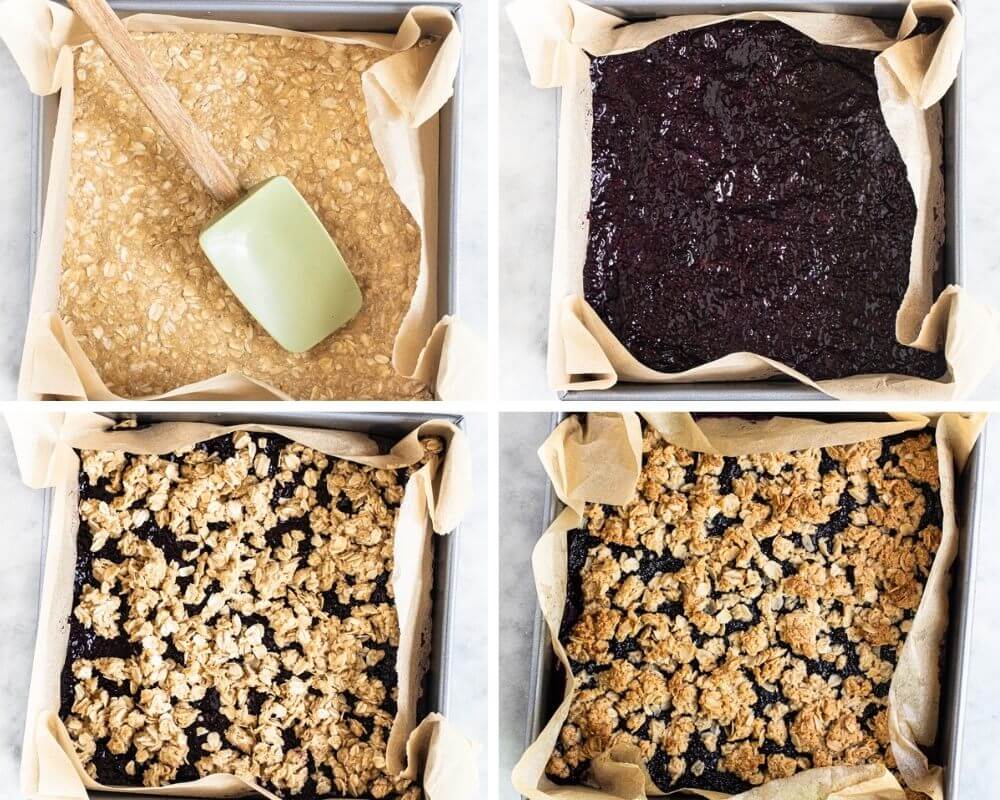 step by step of blueberry bars