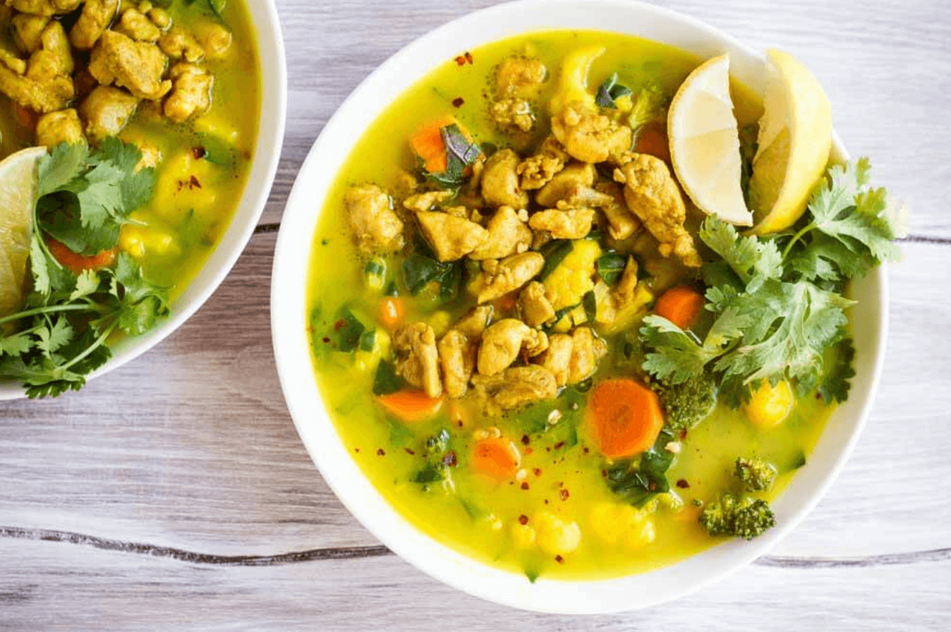 30 Easy Whole30 Soup Recipes | 30 minute Turmeric chicken soup - savory lotus