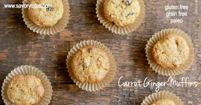 Carrot Ginger Muffins on a wooden table