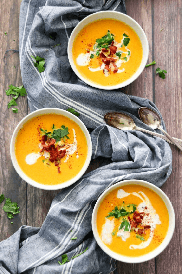 30 Easy Whole30 Soup Recipes | carrot soup with bacon