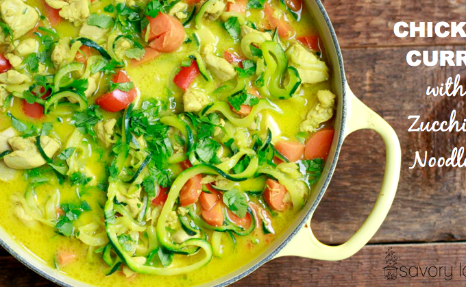 chicken curry, paleo, zucchini noodles