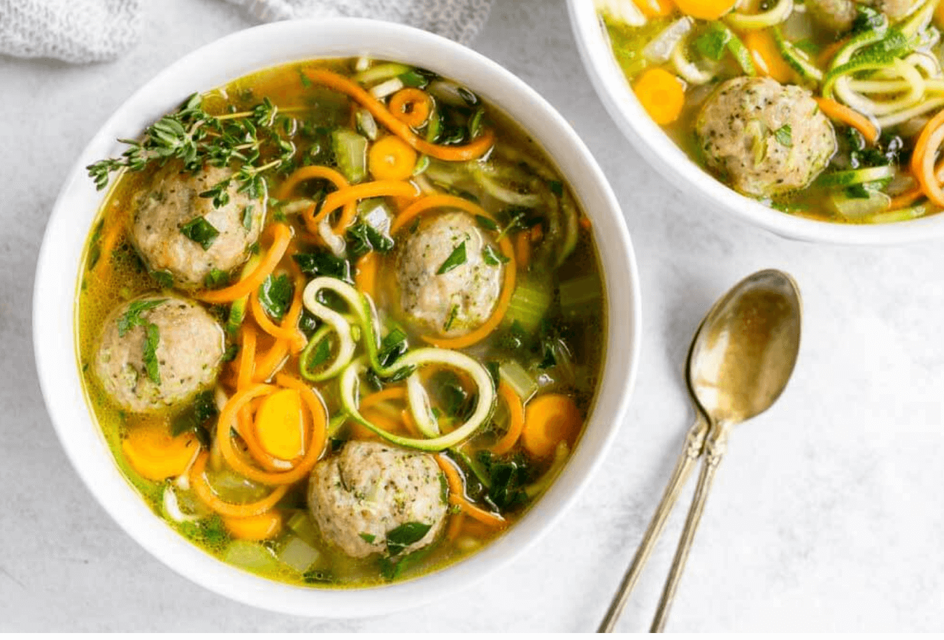 30 Easy Whole30 Soup Recipes | chicken meatball noodle soup
