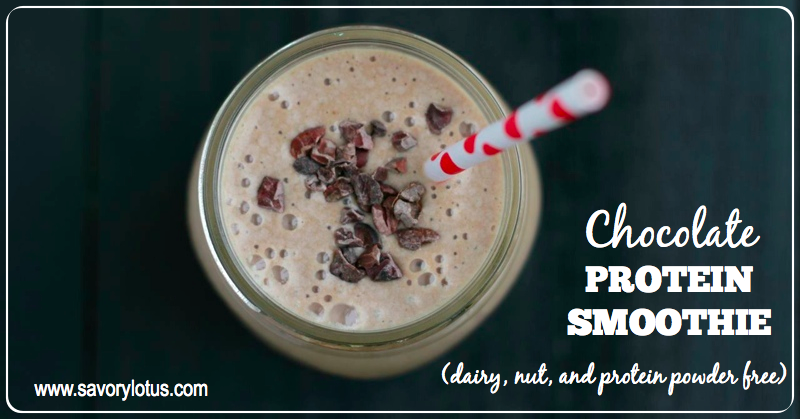 Chocolate Protein Smoothie (dairy, nut, and protein powder free) | savorylotus.com