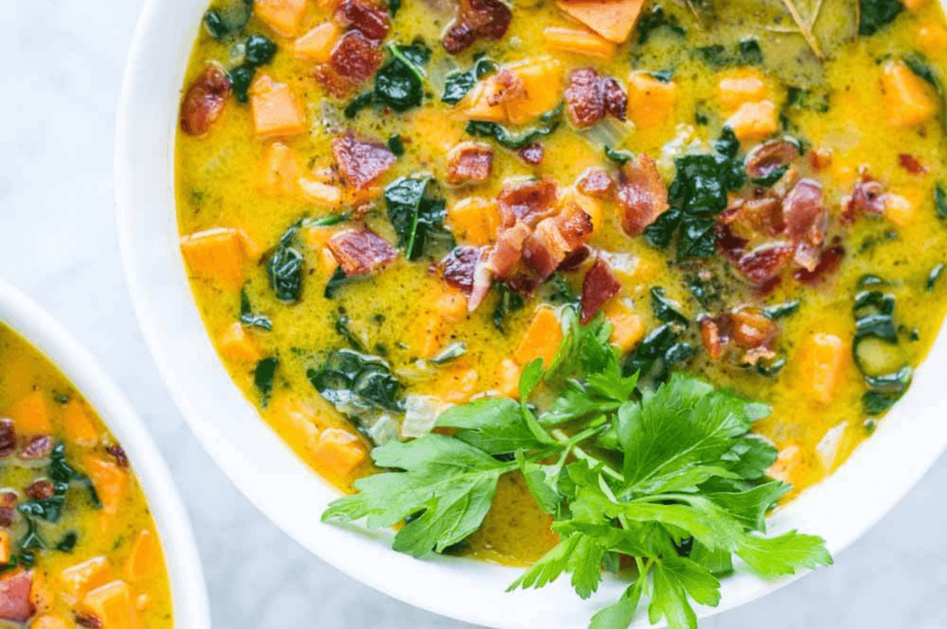 30 Easy Whole30 Soup Recipes | creamy bacon sweet potato chowder - savory lotus