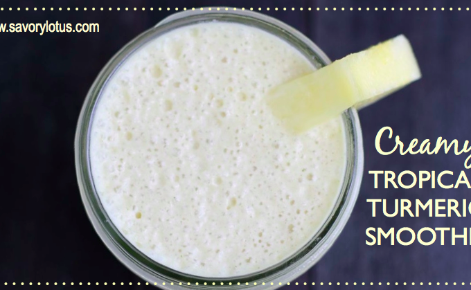 Creamy Tropical Turmeric Smoothie (dairy free) | savorylotus.com
