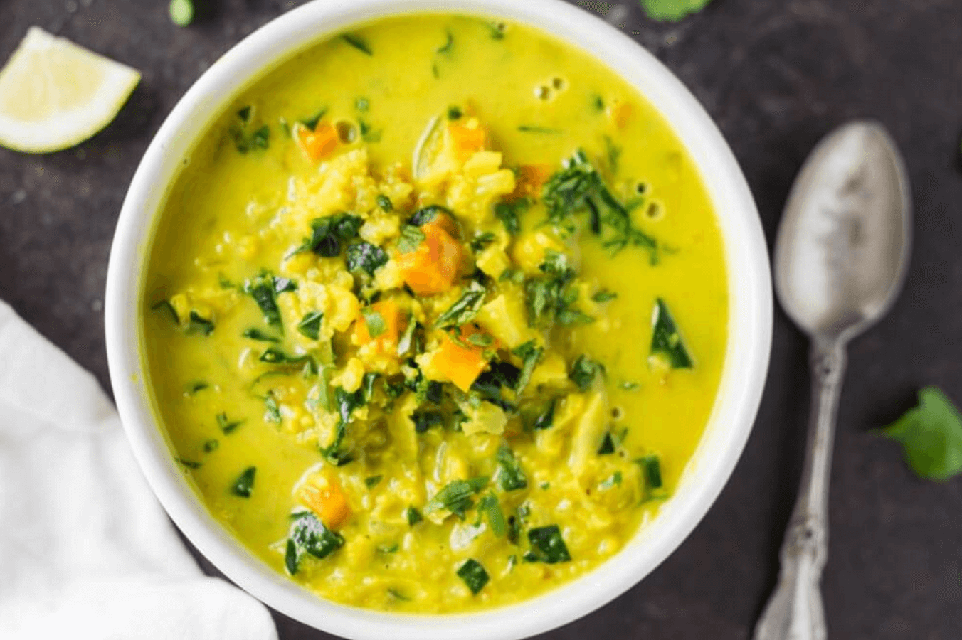 30 Easy Whole30 Soup Recipes | curried cauliflower Kale soup- savory lotus